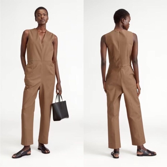 NWT EVERLANE The Structured Jumpsuit Toasted Coconut Tan Camel Size 4 - Picture 1 of 12